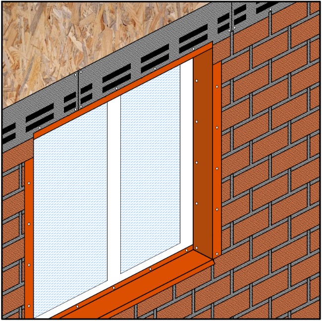 Монтаж фасадной плитки над окном brick